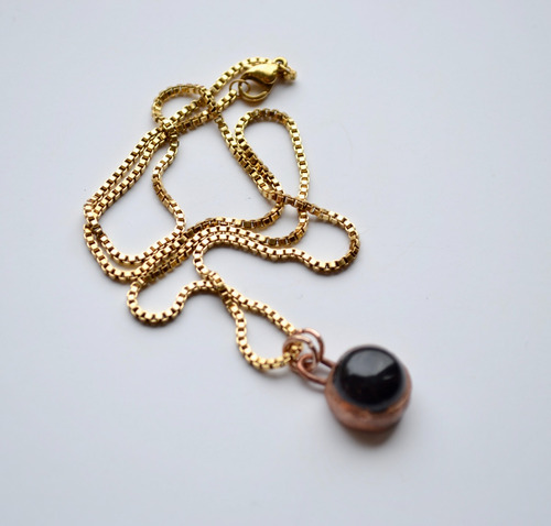Collar Piedra Natural Onix Negro, Cadena De Acero, Cod1