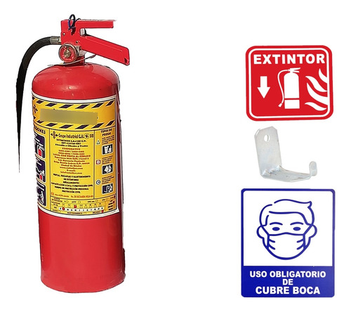 Kit Extintor 6 Kg Pqs + Uso De Cubrebocas + Certificado