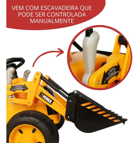 Mini Trator Escavadeira Elétrico 12v Importway Amarelo