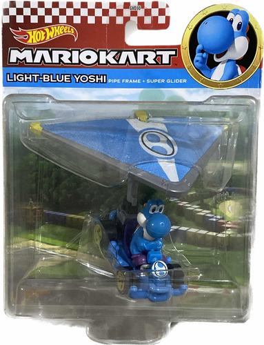 Hot Wheels Mario Kart Yoshi Azul Pipe Frame + Súper Glider