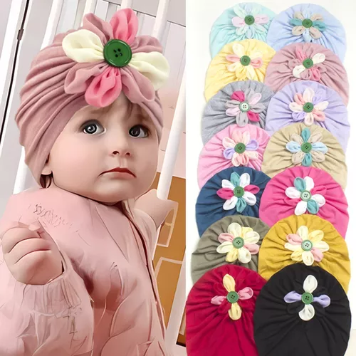 Gorro Turbante Flor Para Bebé Niña Diferentes Colores