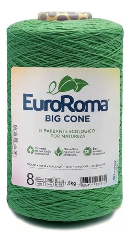 Barbante Euroroma Colorido 0803-verde Bandeira N.8 1,8 Kg Cor 0803- Verde Bandeira