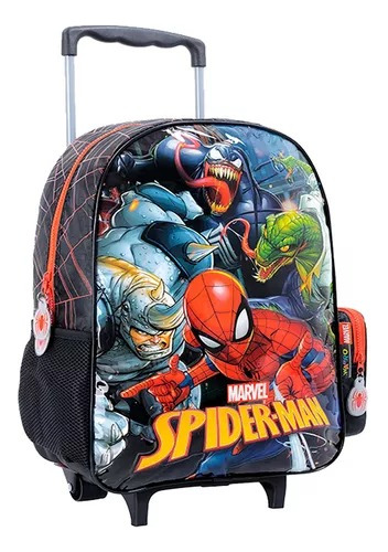 Mochila Spiderman Escolar Con Carro 16 PuLG Comic Marvel