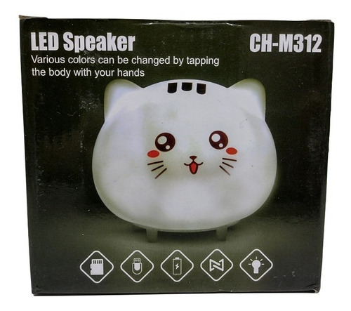 Parlante Gato Animado Led Speaker Color Blanco Ch-m312