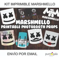 Comprar Marshmello Photo Booth Props - 7 Props Fiesta. Imprimible