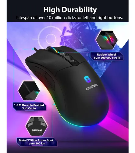 Ratón Gaming Gigastone Gm-x041 Rgb 12000 Dpi 8 Botones