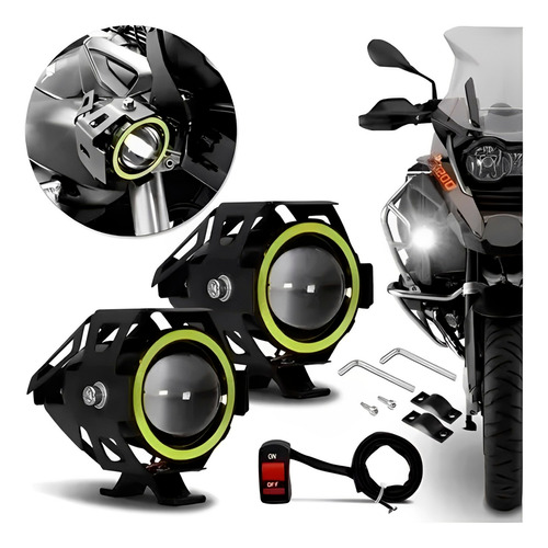 Kit Farol Rayx Led Moto - U5 Par Angel Eyes Branco