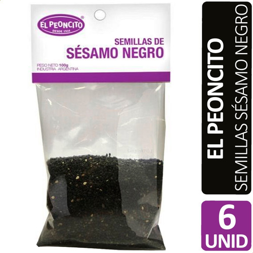 Imagen 1 de 6 de Semillas De Sesamo Negro Sushi Ensaladas El Peoncito Pack X6