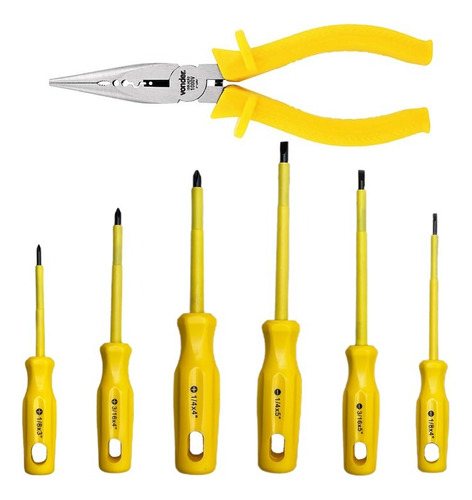 Alicate Bico Profissional 6 + Jogo Fenda/philips Isolada