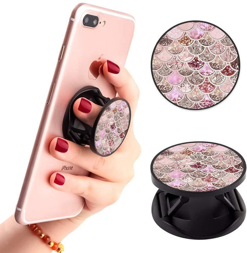 Pink Mermaid Scale Phone Finger Foldable Expanding Stand Car