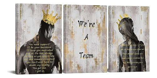 3 Pieces African American Canvas Wall Art We Are Team B...