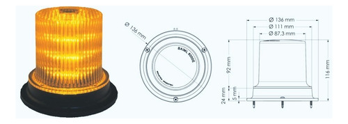 Baliza Electronica 40 Leds Bivoltaje 12/24v Rojo