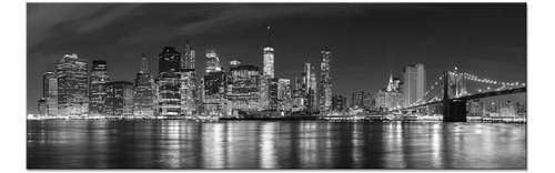 Nueva York Manhattan Vista De Noche En Impresiones En B...