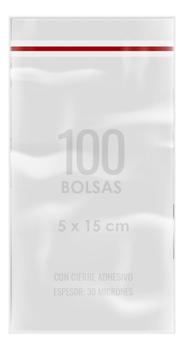 100 Bolsas Celofán Adhesivo Transparentes Bolsitas 5x15 Cm