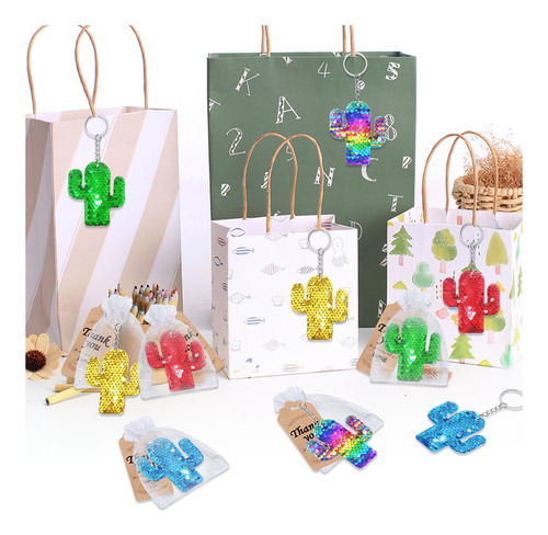 Cicibear 25 Pack Cactus Sequin Keychains Para Cactus Fiesta
