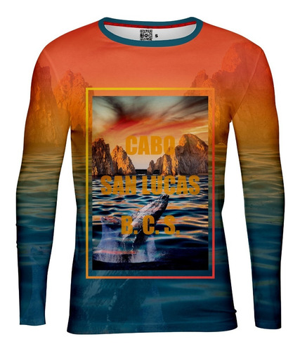 Playera Jersey Manga Larga Cabo San Lucas B.c.s. Sunset In  