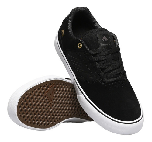 Imagen 1 de 8 de Tenis Emerica The Low Vulc G6 Black Gold White Skate Hombre