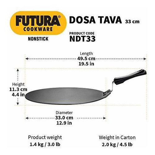 Imagen 3 de 7 de Hawkins /futura Q41 Antiadherente Plana Dosa Tava /plancha,