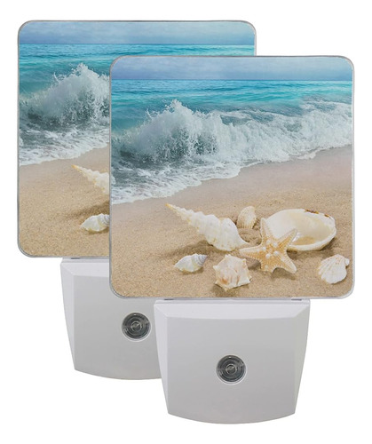 Ocean Beach Summer Night Light Set De 2 Starfish Seashell Se