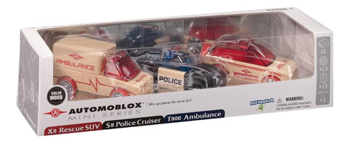 Automoblox Mini Rescue Pack Vehículos De Madera Para Mezcl
