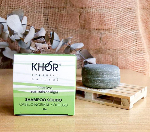 Shampoo Sólido Bioativo Algas Cabelos Mistos 80g Khor