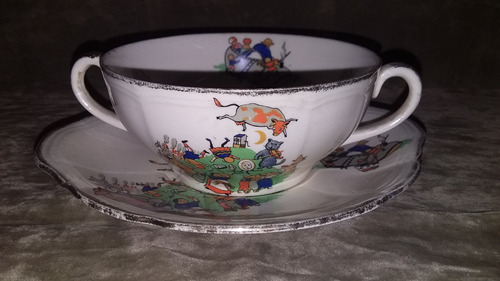 Antiguo Plato Taza Consome Alfred Meakin Decoracion Infantil