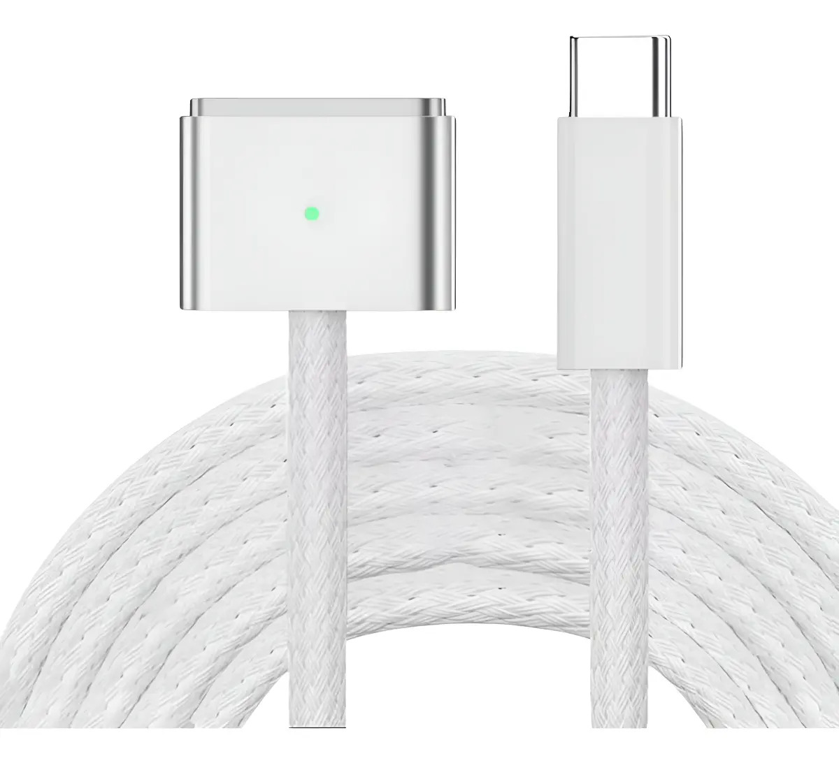 Mr. Gadgets Cable Usb-c Compatible Con Magsafe 3 (2m) Pd 140w Magnético Trenzado Compatible Con Macbook Air/ pro M2 M3 M4 M5 Color Blanco