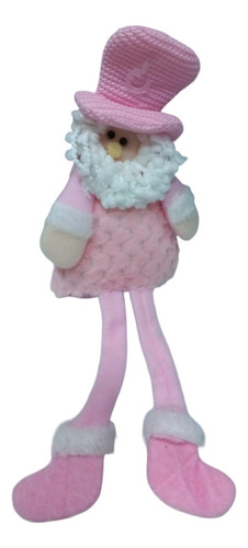 Adorno Muñeco Navidad Plush Papa Noel Rosa 32x9 Cm