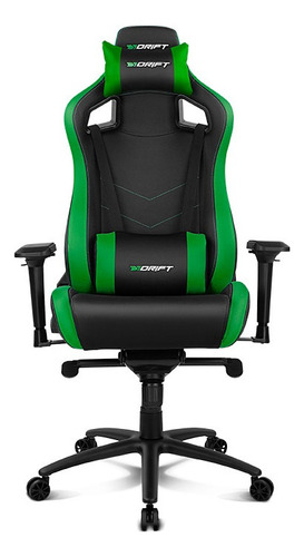 Silla de escritorio Drift DR500 gamer ergonómica  negra y verde con tapizado de poliuretano
