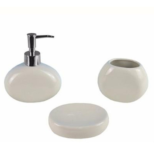 Set 3 Piezas Porcelana Sorrento Jabonera Dispenser Vaso Deco