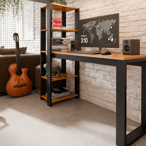 Mesa Escrivaninha C/ Prateleiras Para Home Office E Trabalho