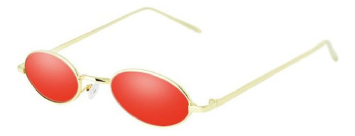 Óculos Fino Retrô Oval Redondo Pequeno Trap Hype Vermelho