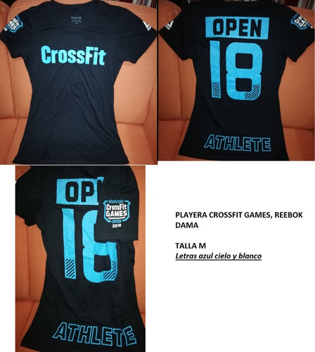 Playera Crossfit Games Dama Reebok Algodon Negra Con Azul | Mercado Libre