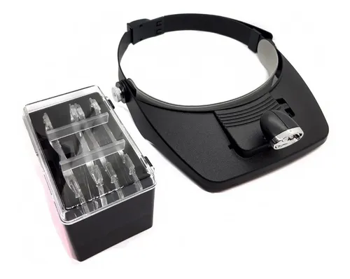 Lupa Binocular Visera Con Luz Y Lentes De Aumento