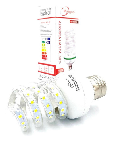 Foco Lampara Espiral De Led 9w 720lm Luz Blanca Maigoo