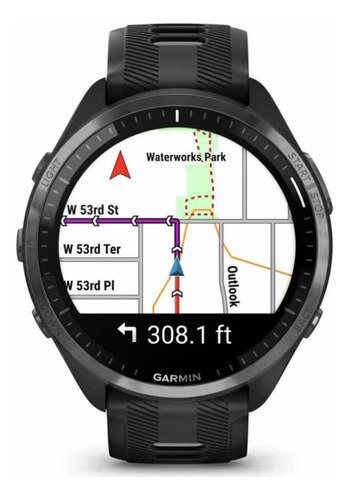 Smartwatch Garmin Forerunner 965 010-02809-00 Sport 1.4" caixa 47mm de polímero preta, pulseira preta e o arco cinza-escuro de titânio com revestimento dlc