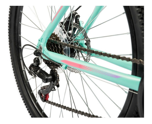 Mountain bike femenina Olmo Flash 265 18" 18v frenos de disco mecánico cambios Shimano Tourney TZ500 color verde/rosa