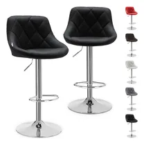 Comprar Set 2 Bancos Altos Respaldo Barra Silla Ajustable Mueblick
