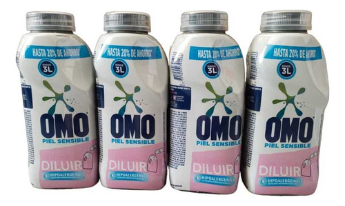 Pack X 4 Omo Deterglíquido Hipoalergénico Para Diluir 500ml