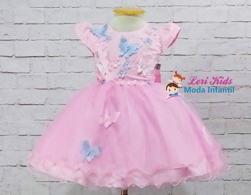 Imagem 2 de 3 de Vestido Luxo Infantil Tema Jardim Encantado Borboletas 1,2