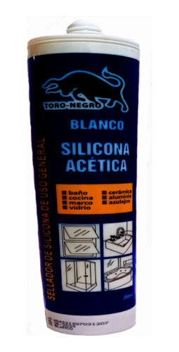 Silicona Acetica Blanca Marca Toro Negro  280ml