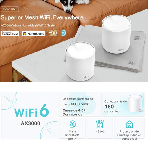 Imagen 6 de 10 de Sistema Wifi 6 Malla Para El Hogar Tp-link Deco X50 (3-pack)