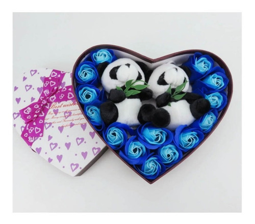 Caja Forma De Corazon Con Rosas Aromaticas Peluche
