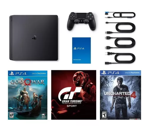 PlayStation 4 Slim (1TB) PS4 Hits Console Bundle includes God Of War, GT  Sport, Uncharted 4 (Import Version)