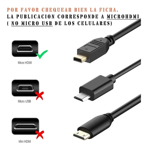 Adaptador Hdmi A Micro Hdmi Tablet Celulares Camaras Etc