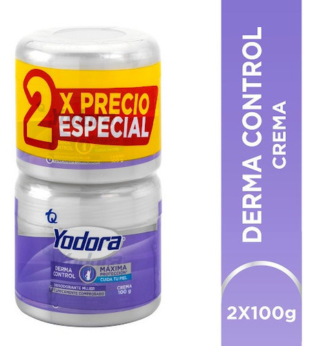 Desodorante En Crema Mujer Yodora Derma Control 100 Gr X 2 U