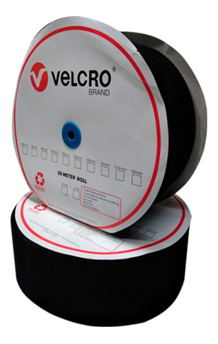 Velcro® Negro Rollo De 25 Metros, 2 Pulgadas De Ancho.