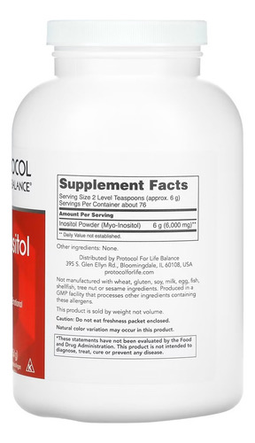 Myo-inositol Pó Protocol 454 G Puro + Porta Cápsulas