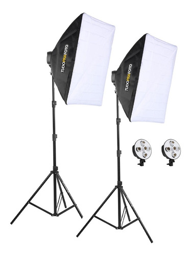 Kit 2 Softbox P/ 5 Lâmpadas 50x70 Bivolt + Tripé