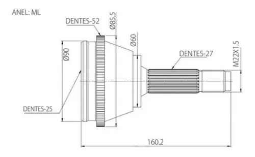 Junta Homocinética Jac J5 / J6 2010/ Com Abs Junta Homocinética Jac J5 / J6 2010/ Com Abs